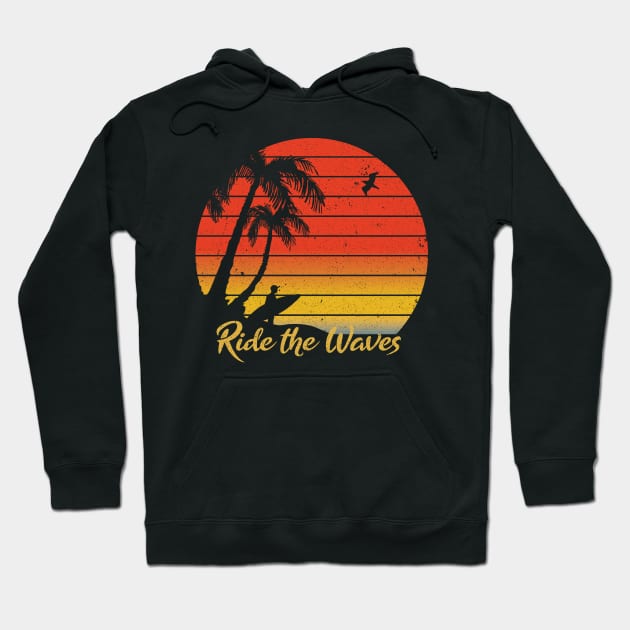 Retro Vintage Surf shirts Surf lover gift for men women distressed Hoodie by Boneworkshop